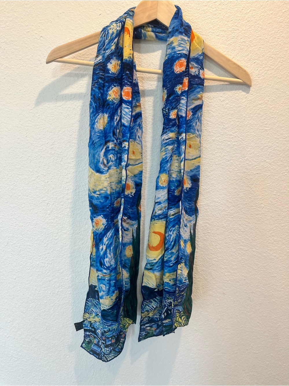 Starry Night Inspired Blue & Yellow Art Scarf